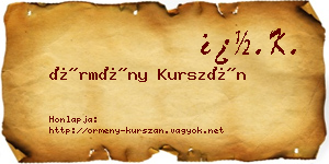 Örmény Kurszán névjegykártya